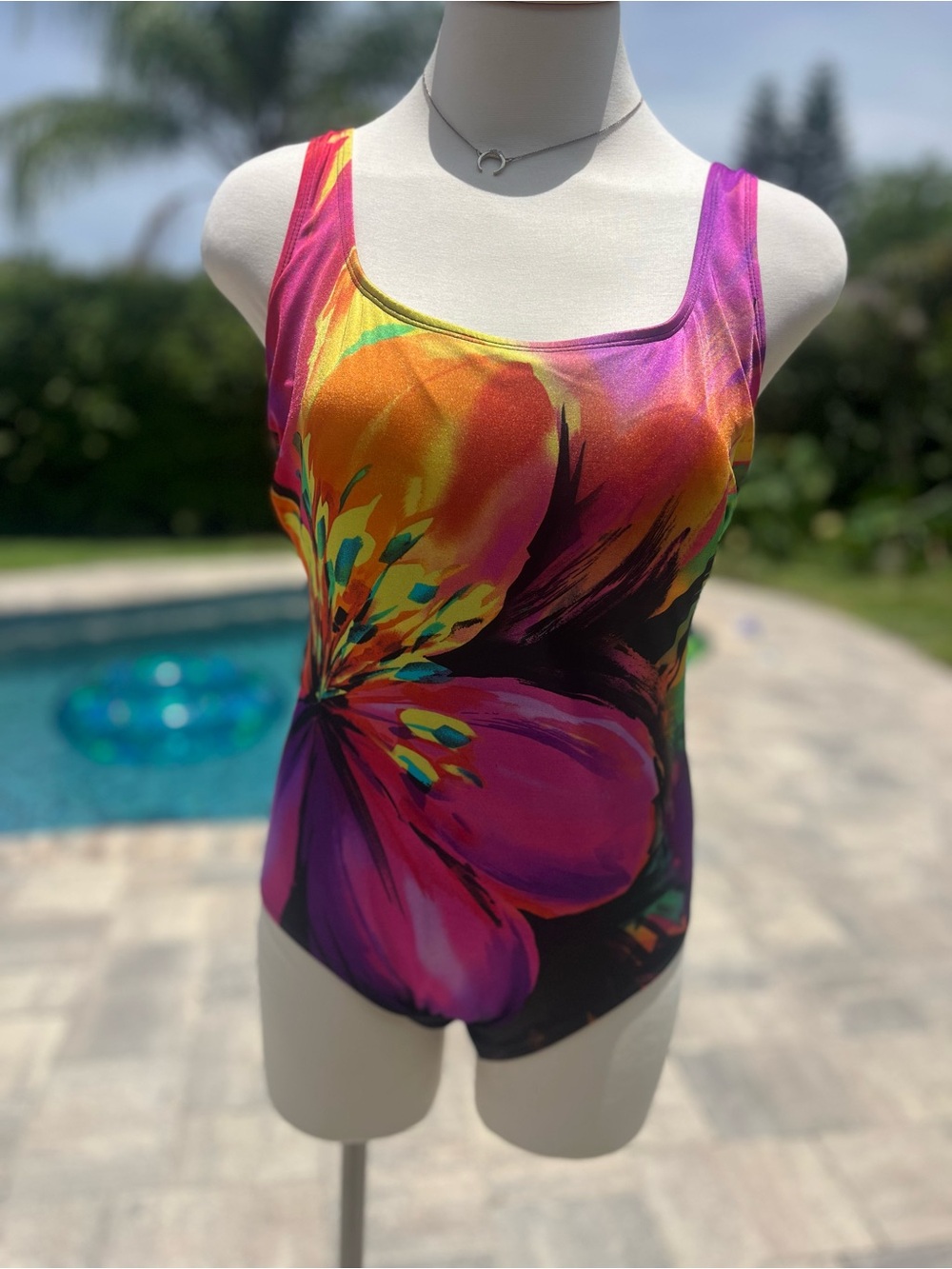 Size 12 tropical one piece swim with bust control.